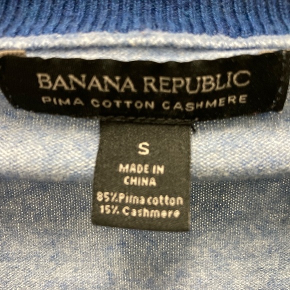 Cotton Cashmere Blend Banana Republic 1/2 Zip Blue Sweater - Picture 3 of 6